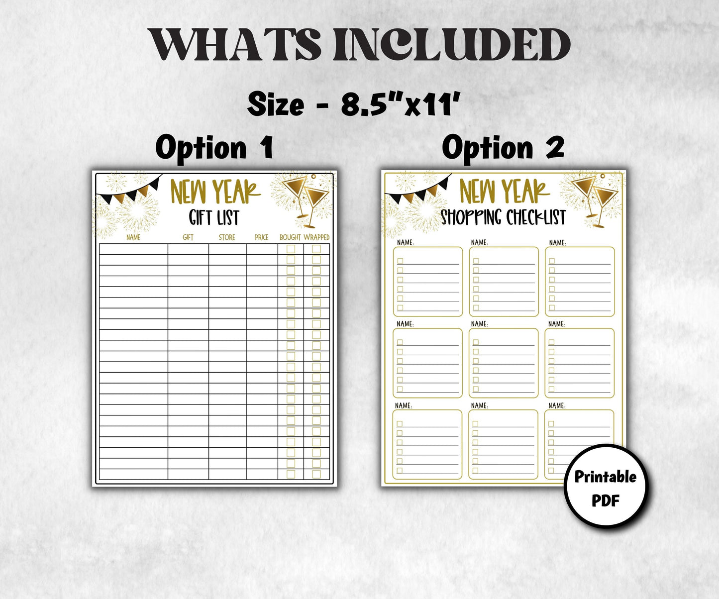 Printable New Year Gift List, Holiday Shopping Budget Tracker, Printable Checklist, New Year Gift Tracker, NYE Shopping List for kid- -TheHustlingCatLady-Party Games