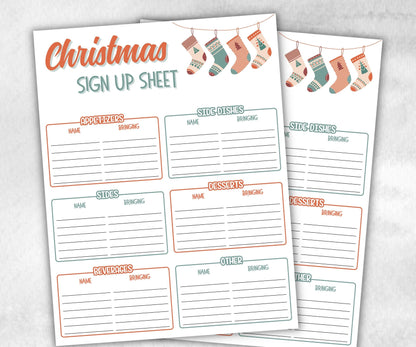 Christmas Potluck Signup Sheet, Printable Holiday Food Sign Up, Family Feast Planner, Church Potluck, Holiday, Potluck Signup Sheet, Holiday-Christmas -TheHustlingCatLady-Party Games