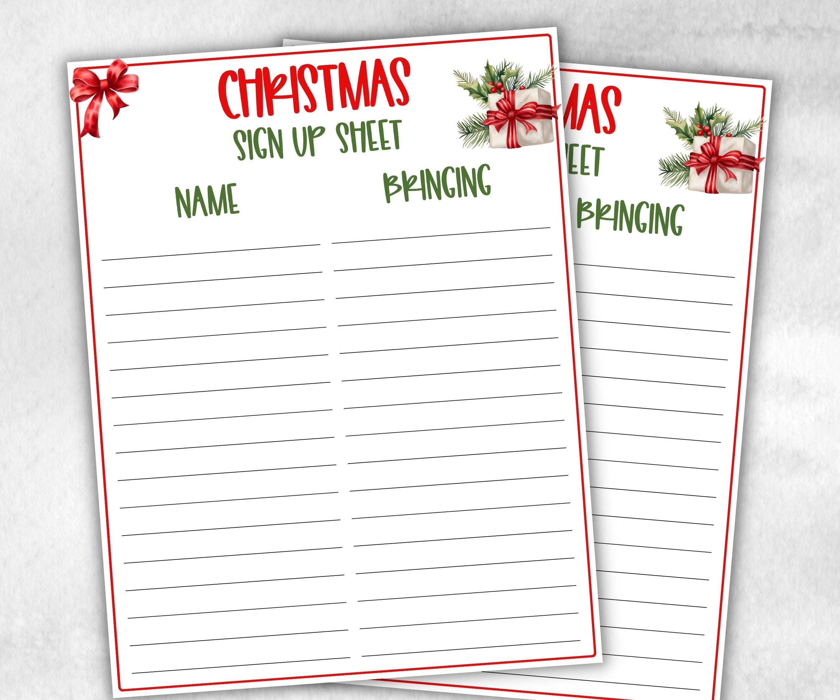 Printable Holiday Food Sign Up, Potluck Signup Sheet, Christmas Potluck Signup Sheet, Family Feast Planner, Church Potluck, Holiday, Holiday-Christmas -TheHustlingCatLady-Party Games