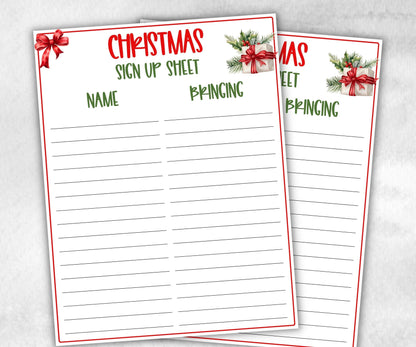 Printable Holiday Food Sign Up, Potluck Signup Sheet, Christmas Potluck Signup Sheet, Family Feast Planner, Church Potluck, Holiday, Holiday-Christmas -TheHustlingCatLady-Party Games