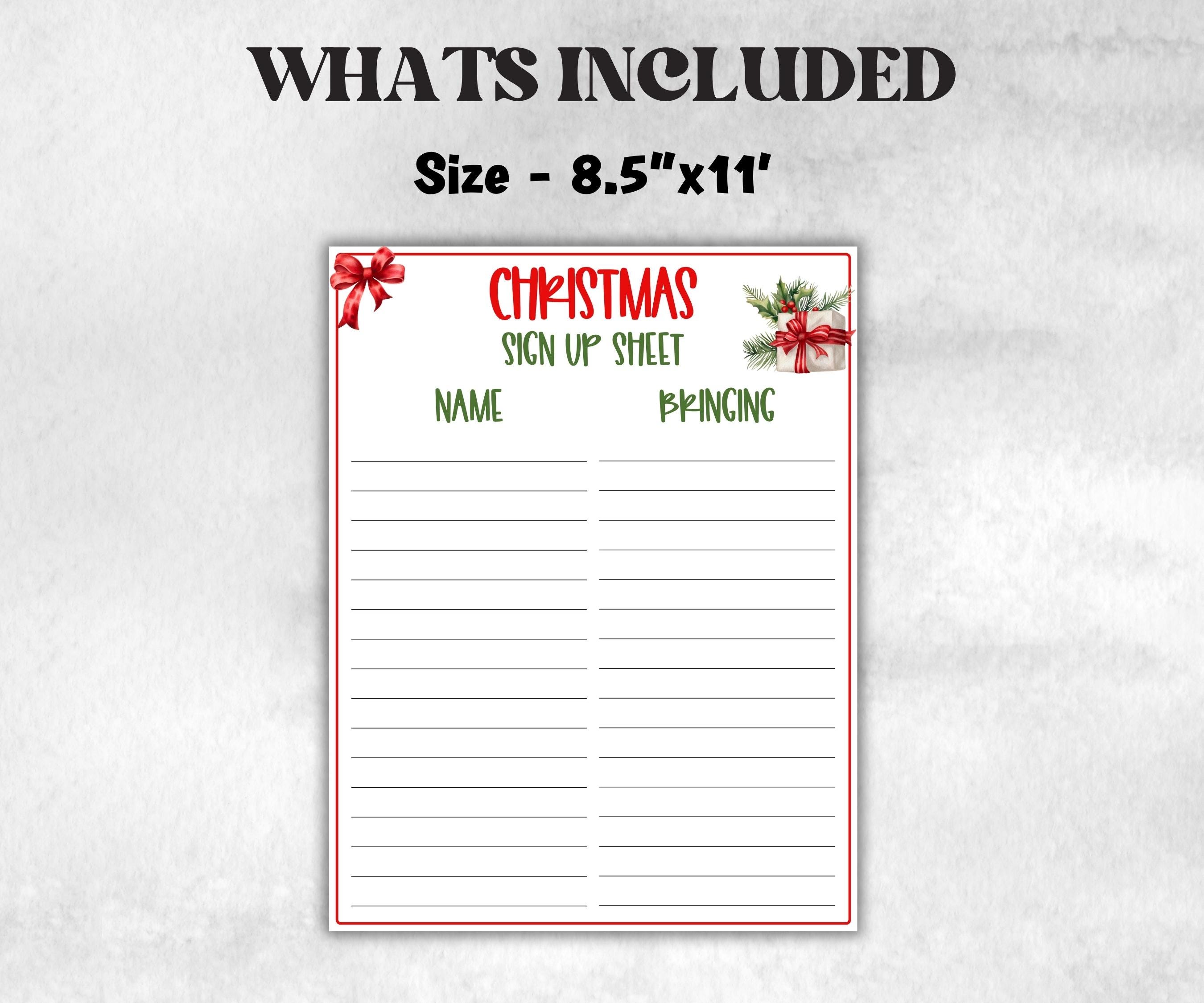 Printable Holiday Food Sign Up, Potluck Signup Sheet, Christmas Potluck Signup Sheet, Family Feast Planner, Church Potluck, Holiday, Holiday-Christmas -TheHustlingCatLady-Party Games