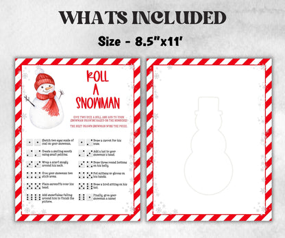 Roll a Snowman Game, Printable Christmas Activity, Fun Family Game, Holiday Classroom Game, Fun Family Game, Christmas Winter Activity-Christmas -TheHustlingCatLady-Party Games