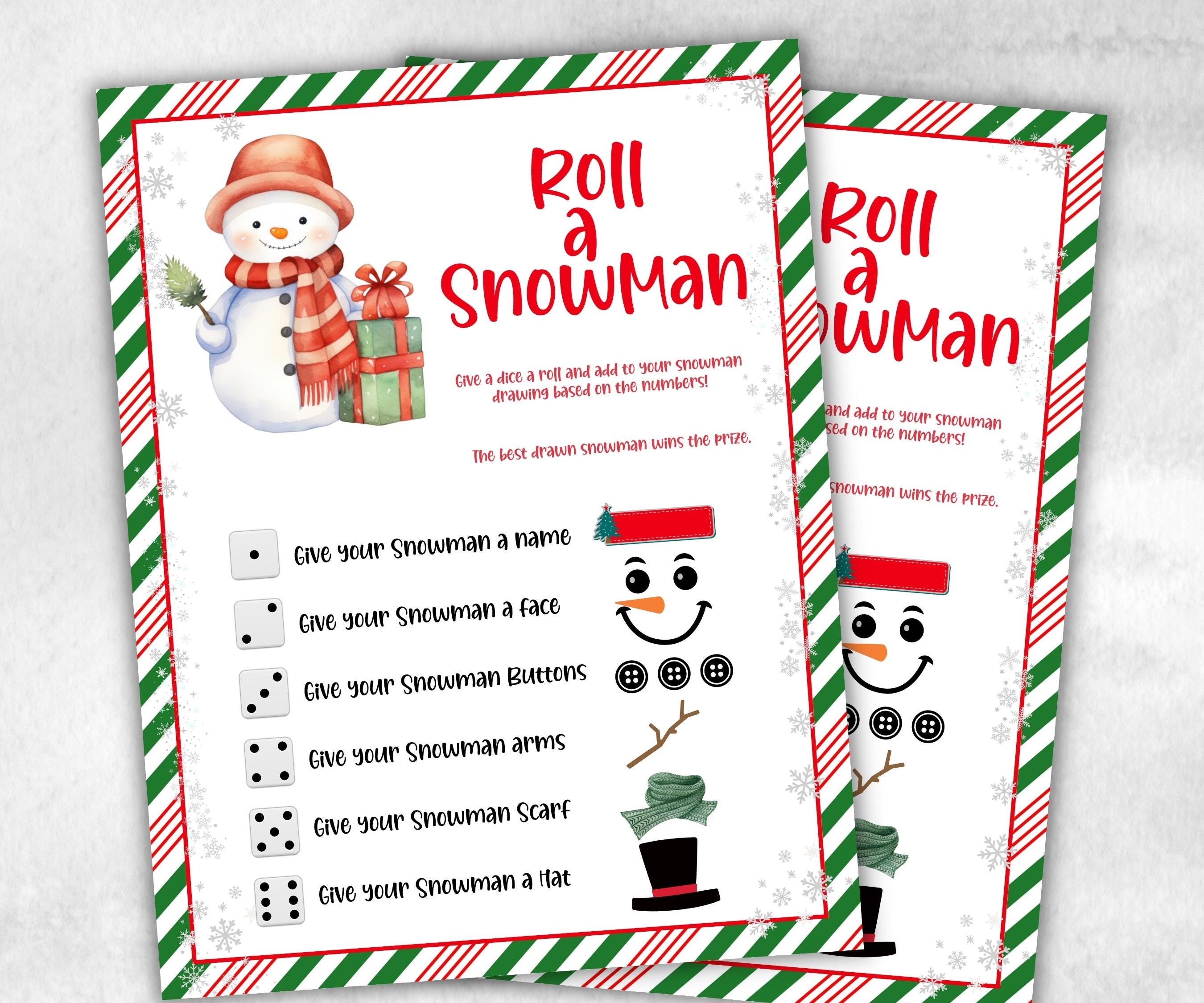 Holiday Classroom Game, Roll a Snowman Game, Printable Christmas Activity, Fun Family Game, Fun Family Game, Christmas Winter Activity-Christmas -TheHustlingCatLady-Party Games