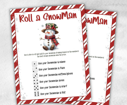 Printable Christmas Activity, Holiday Classroom Game, Roll a Snowman Game, Fun Family Game, Fun Family Game, Christmas Winter Activity-Christmas -TheHustlingCatLady-Party Games