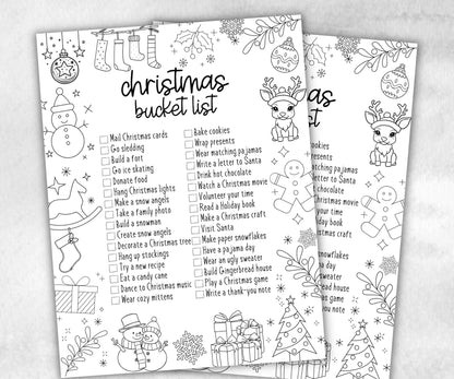 Coloring Page Christmas Bucket List Printable, Holiday Activities Checklist, Family Fun Ideas, Family Traditions, Kids Christmas Checklist-Christmas -TheHustlingCatLady-Party Games