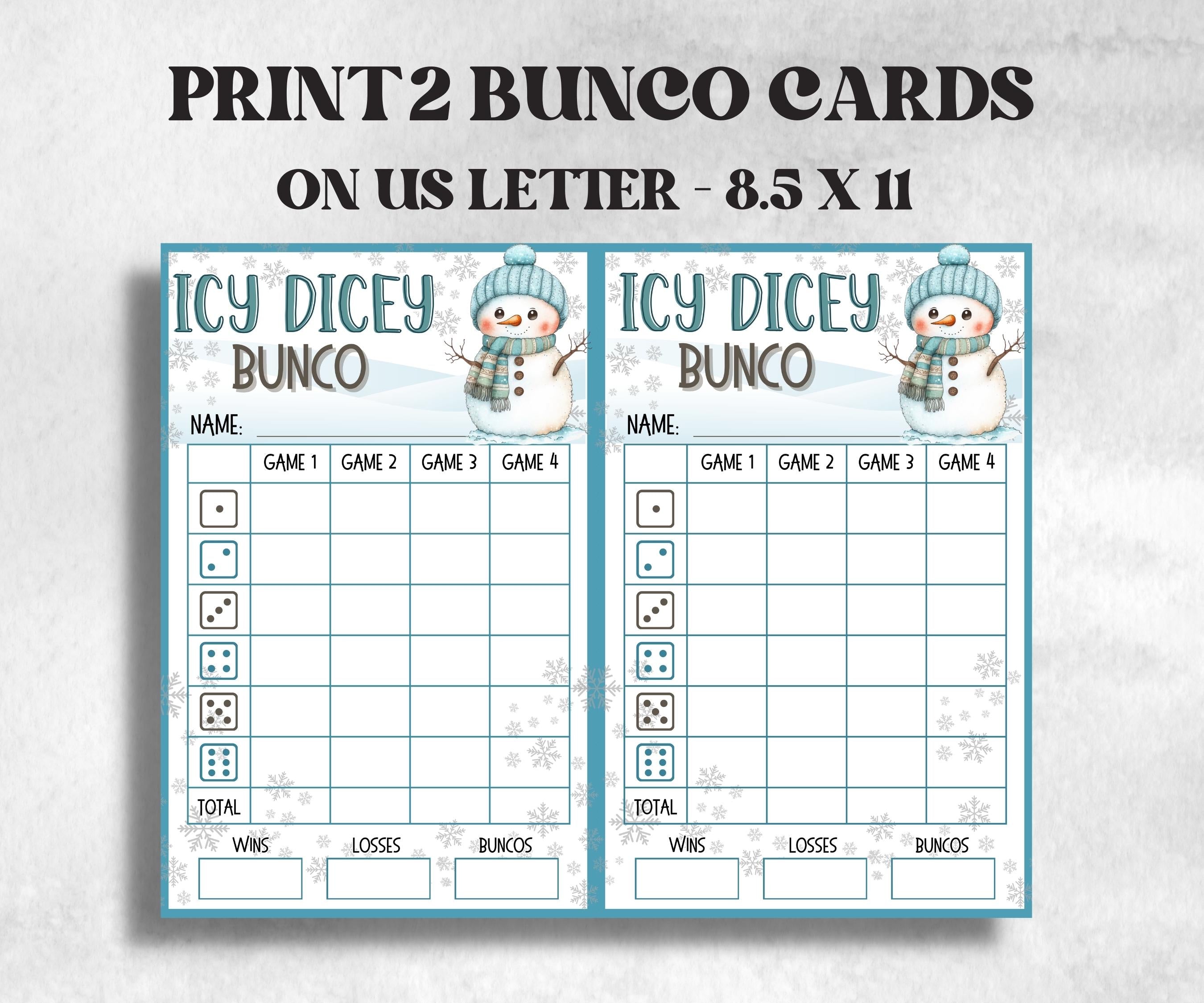 Winter Bunco Night, Printable Winter Bunco Score Sheet, Winter Bunco Table Cards, Bunco Game, Tally Sheet, bunco score cards, December Bunco-Christmas -TheHustlingCatLady-Party Games