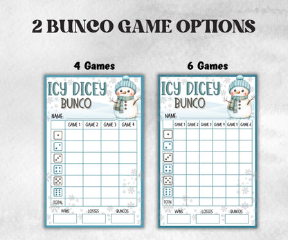 Winter Bunco Night, Printable Winter Bunco Score Sheet, Winter Bunco Table Cards, Bunco Game, Tally Sheet, bunco score cards, December Bunco-Christmas -TheHustlingCatLady-Party Games