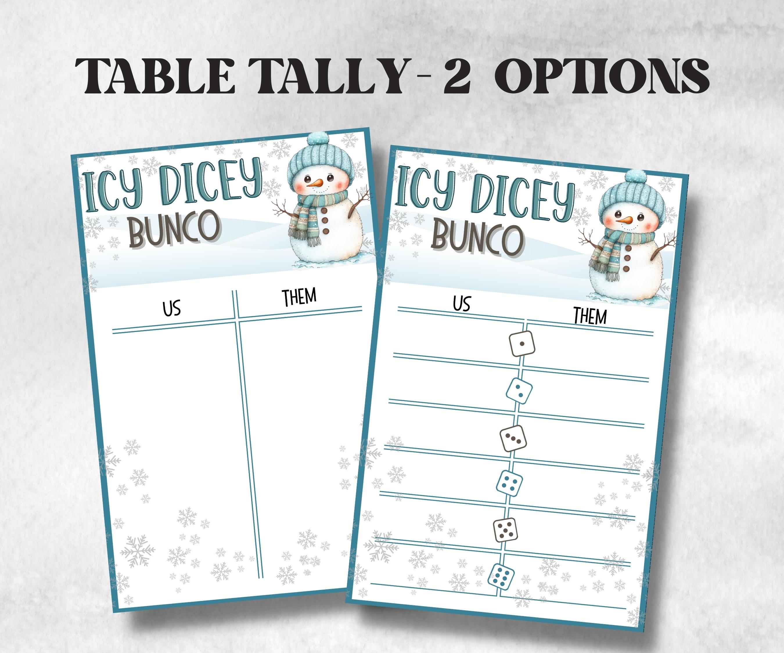 Winter Bunco Night, Printable Winter Bunco Score Sheet, Winter Bunco Table Cards, Bunco Game, Tally Sheet, bunco score cards, December Bunco-Christmas -TheHustlingCatLady-Party Games