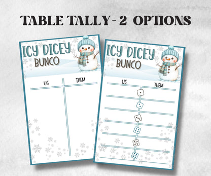 Winter Bunco Night, Printable Winter Bunco Score Sheet, Winter Bunco Table Cards, Bunco Game, Tally Sheet, bunco score cards, December Bunco-Christmas -TheHustlingCatLady-Party Games