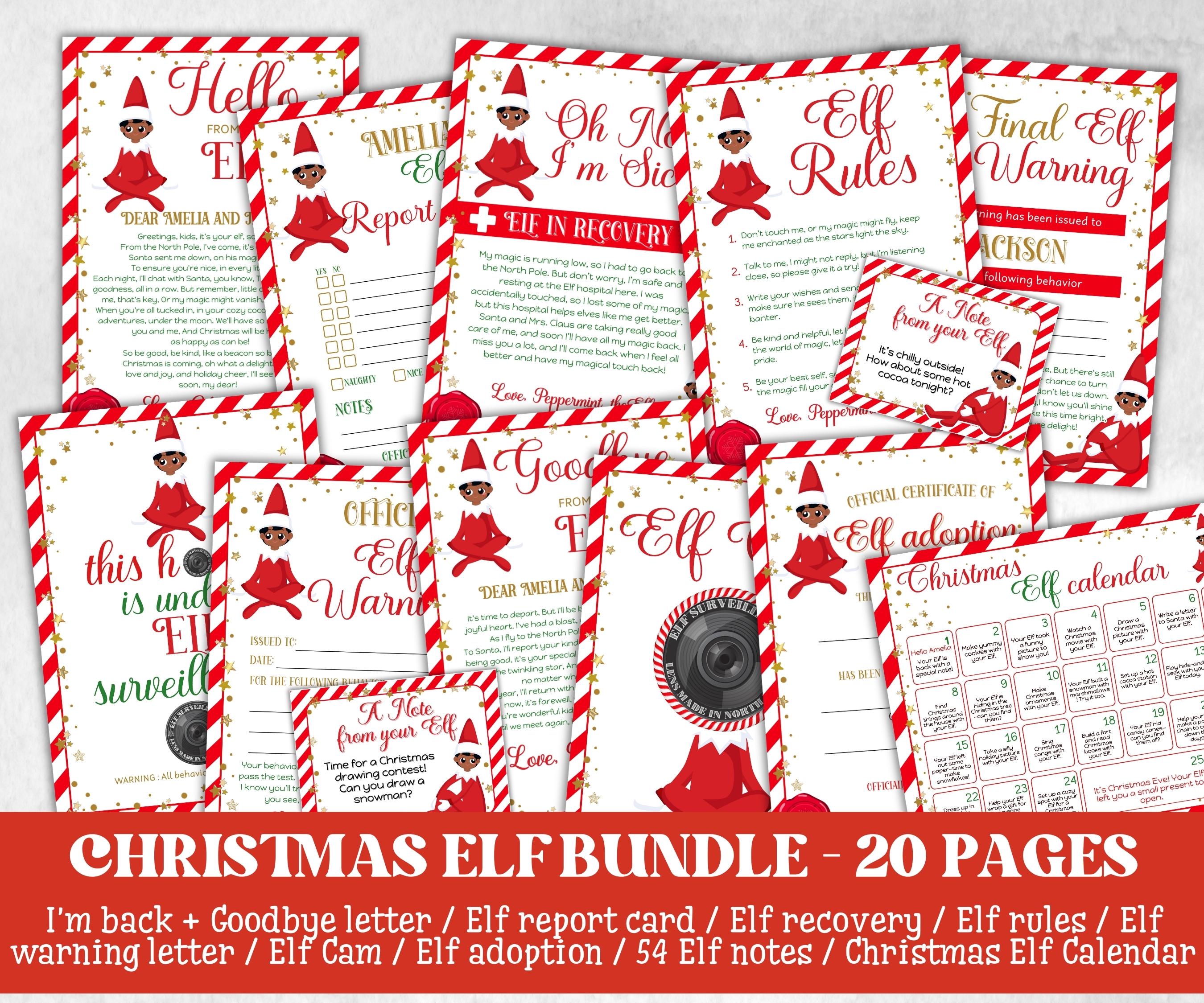 Printable Christmas Elf Bundle, Elf Arrival Letter, Elf Kit, Elf warning Elf Notes, Elf Calendar, Elf Report Card, Elf Adoption Certificate-Christmas -TheHustlingCatLady-Templates