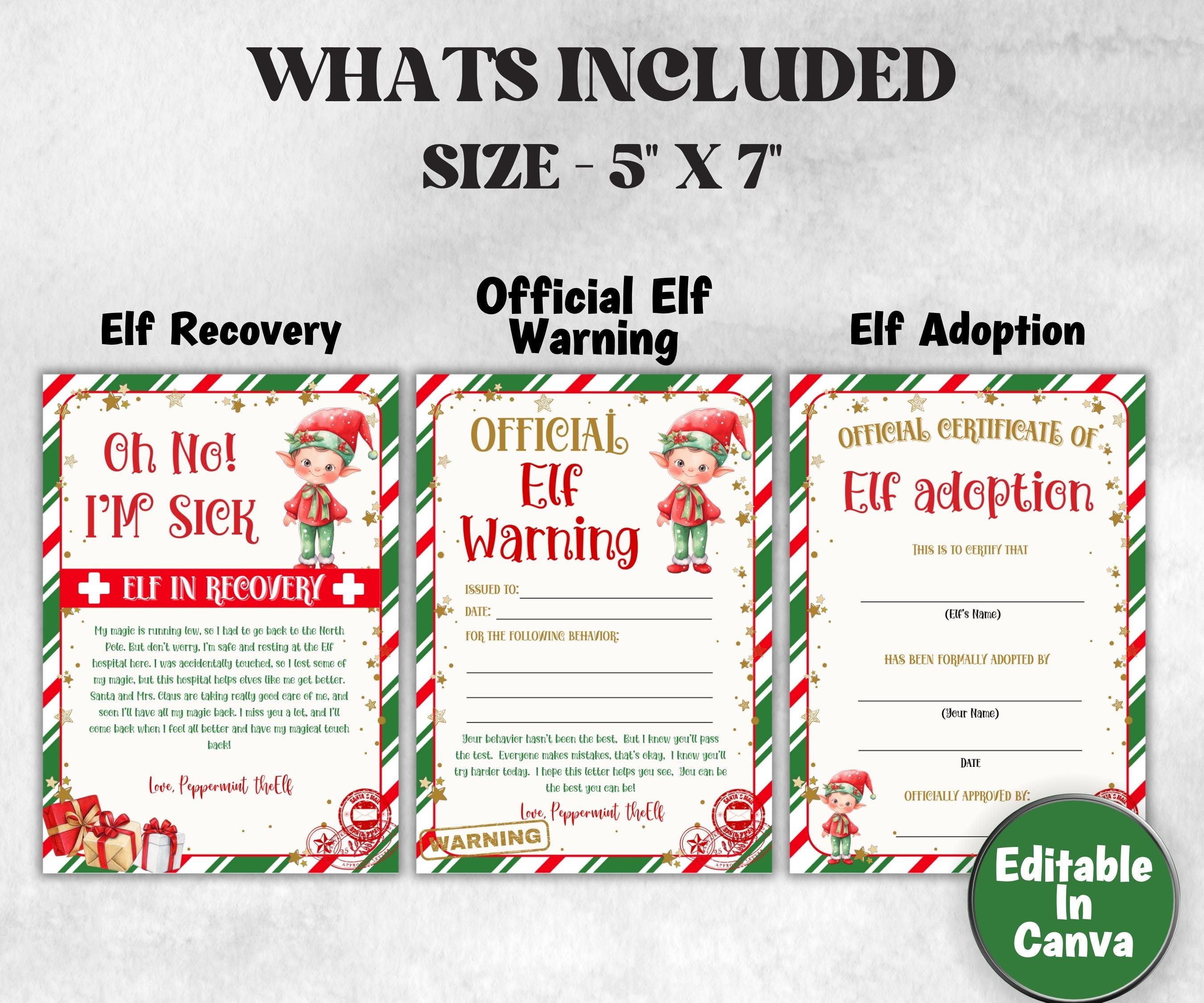 Editable Elf Report Card, Elf Adoption Certificate, Christmas Elf Cam Bundle , Elf Rules, Elf Kit, Official Elf warning, Elf Notes, Elf card-Christmas -TheHustlingCatLady-Templates