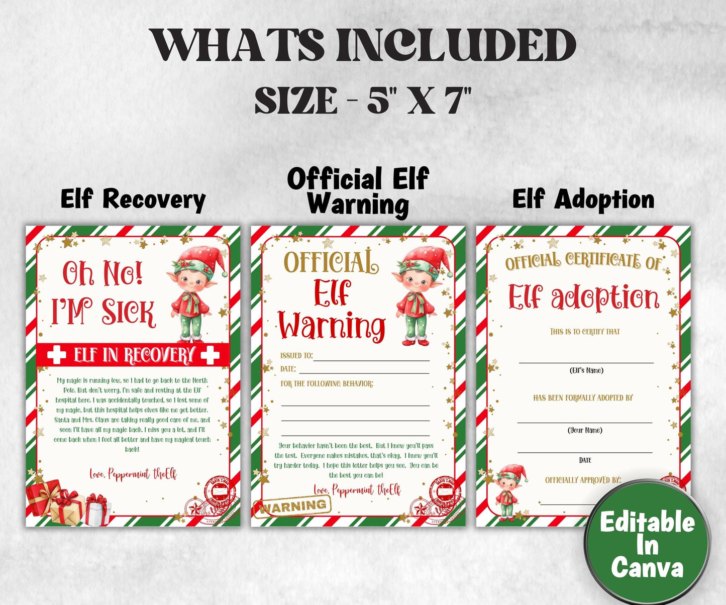 Editable Elf Report Card, Elf Adoption Certificate, Christmas Elf Cam Bundle , Elf Rules, Elf Kit, Official Elf warning, Elf Notes, Elf card-Christmas -TheHustlingCatLady-Templates