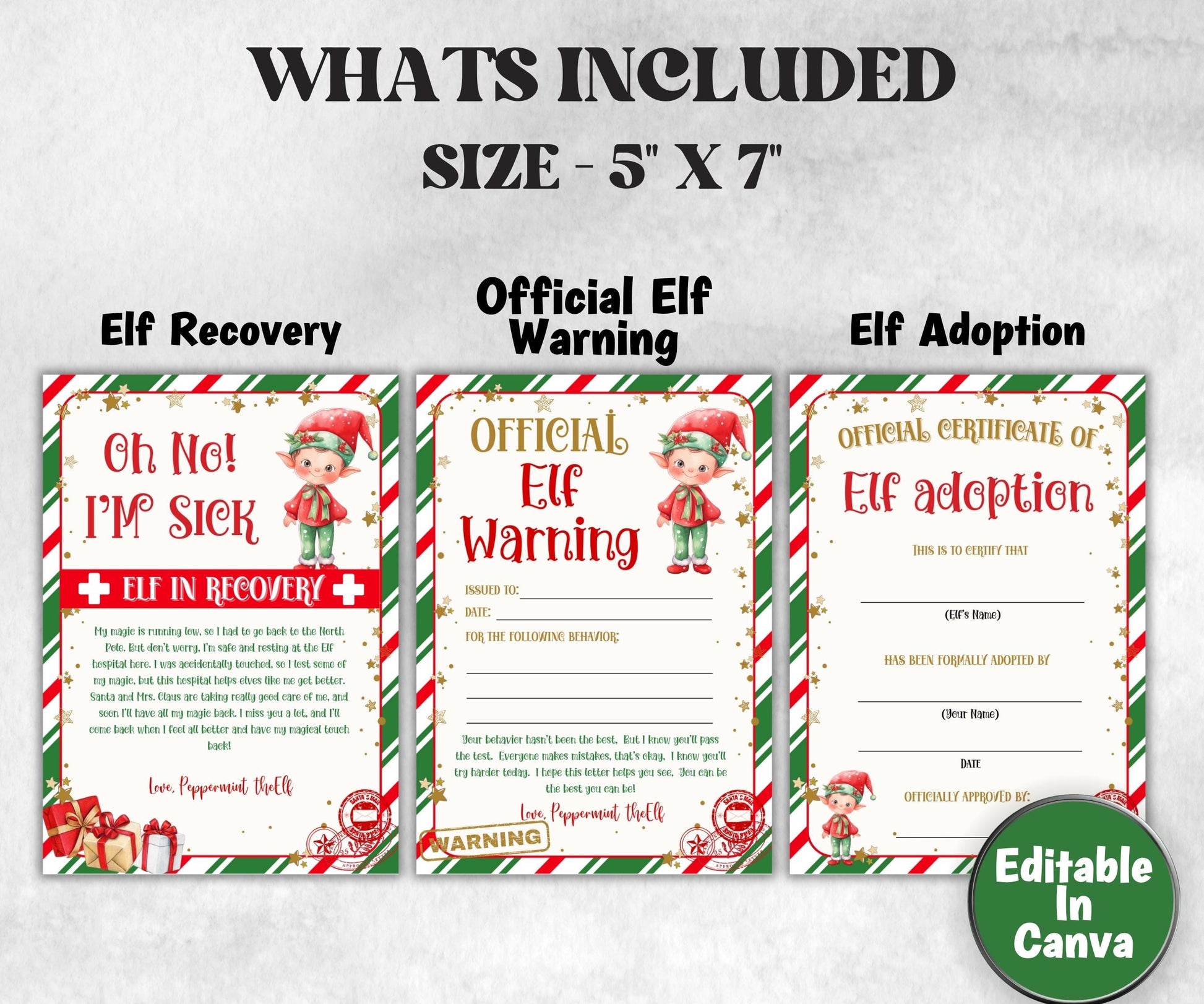 Editable Elf Report Card, Elf Adoption Certificate, Christmas Elf Cam Bundle , Elf Rules, Elf Kit, Official Elf warning, Elf Notes, Elf card-Christmas -TheHustlingCatLady-Templates