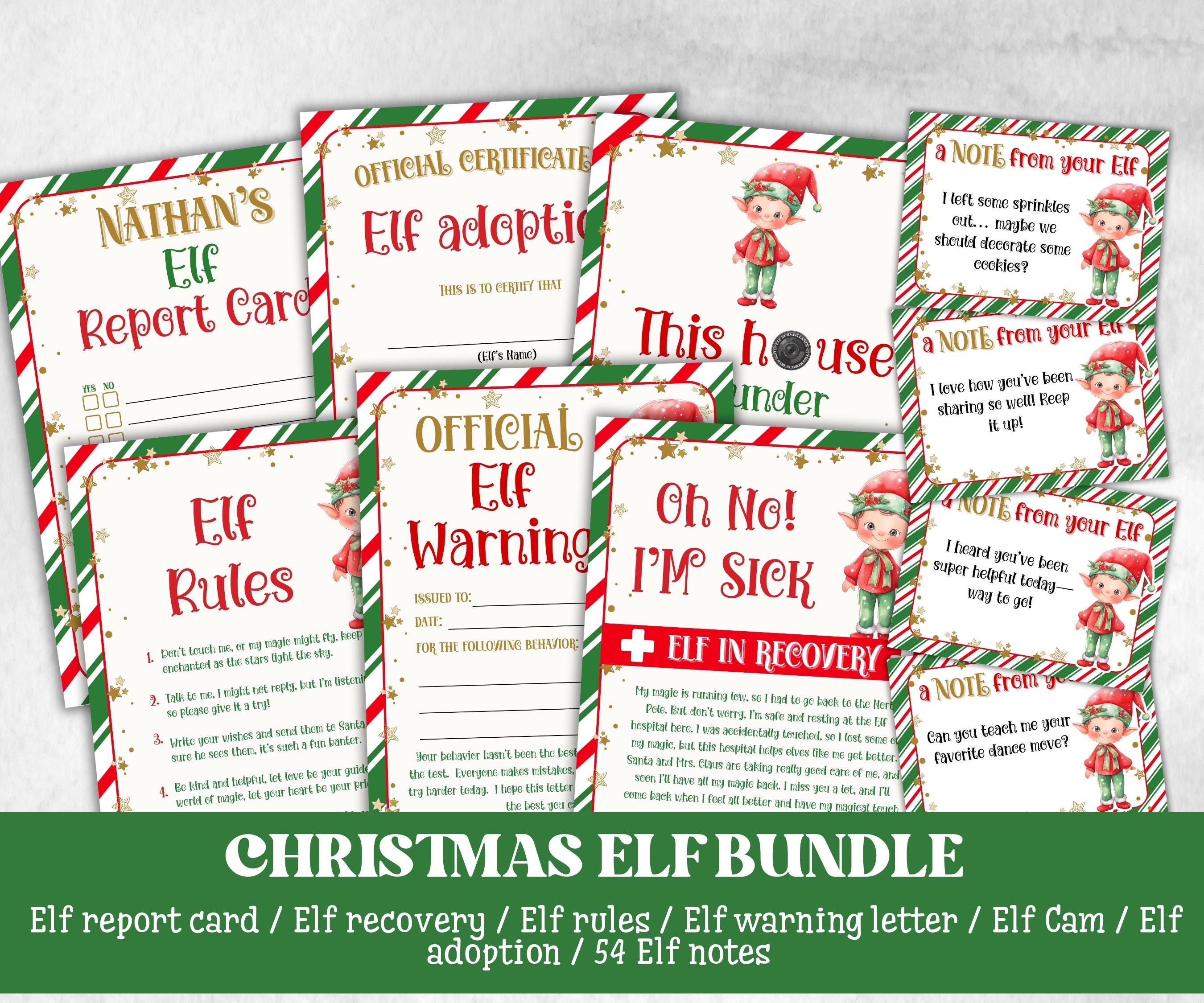 Elf Rukles Editable Elf Report Card, Elf Adoption Certificate, Christmas Elf Cam ...