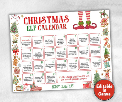 Christmas Elf Countdown, Christmas Activities, Kids Advent Calendar, Christmas Printable, Elf Props, Christmas Calendar, Christmas Planner-Christmas -TheHustlingCatLady-Templates