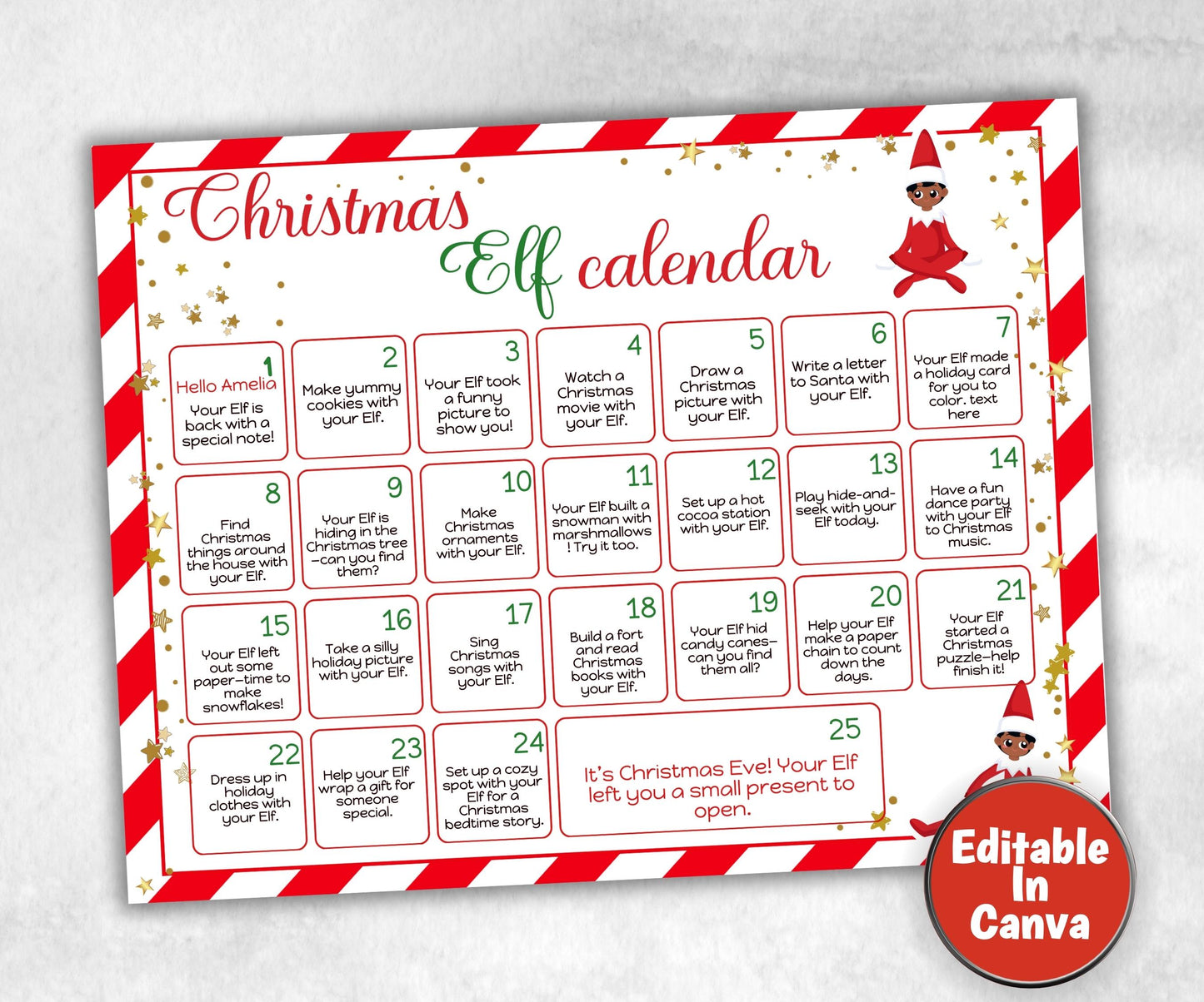 Christmas Planner, Christmas Elf Countdown, Christmas Activities, Kids Advent Calendar, Christmas Printable, Elf Props, Christmas Calendar,-Christmas -TheHustlingCatLady-Templates