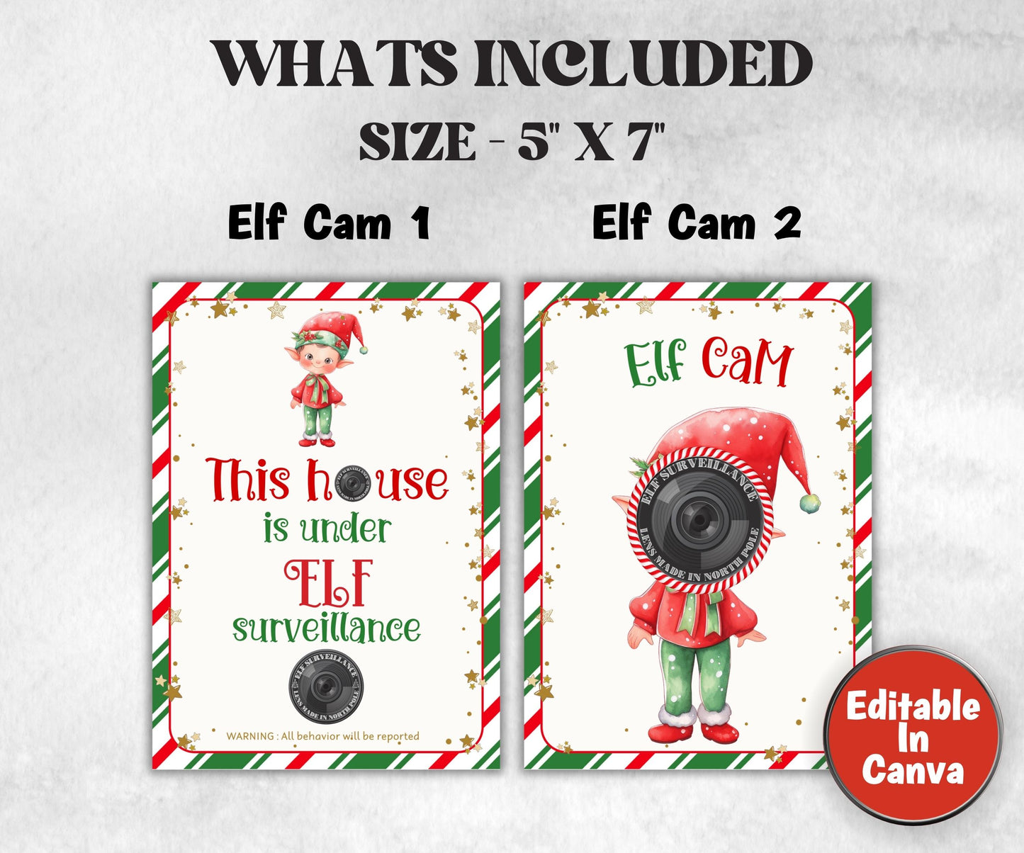 Surveillance Elf Cam, Printable Elf Cam, Elf Cam Sign, Santa Cam Letter, Editable Elf Template, Elf Camera, Christmas Printable, Elf Decor-Christmas -TheHustlingCatLady-Templates