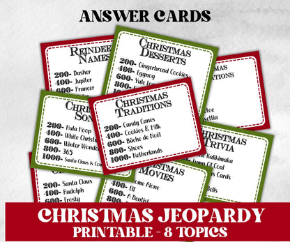 Christmas Jeopardy Game, Printable Holiday Trivia, Family Reunion Fun, Family Game Night, Coworkers Christmas, Christmas Activities for Kids-Christmas -TheHustlingCatLady-Party Games