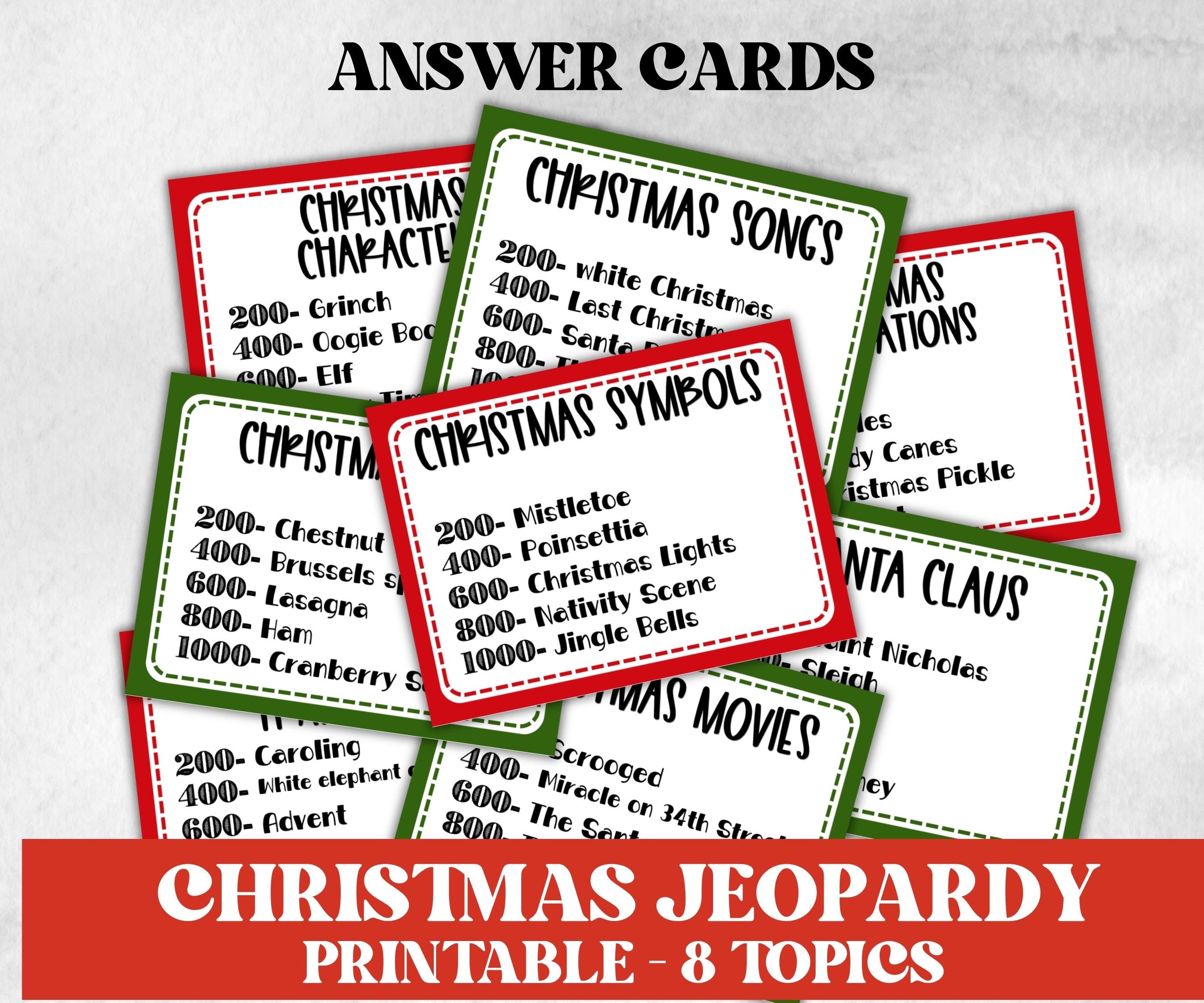 Christmas Jeoparty Game, Printable Holiday Trivia, Family Reunion Fun, Family Game Night, Coworkers Christmas, Christmas Activities for Kids-Christmas -TheHustlingCatLady-Party Games