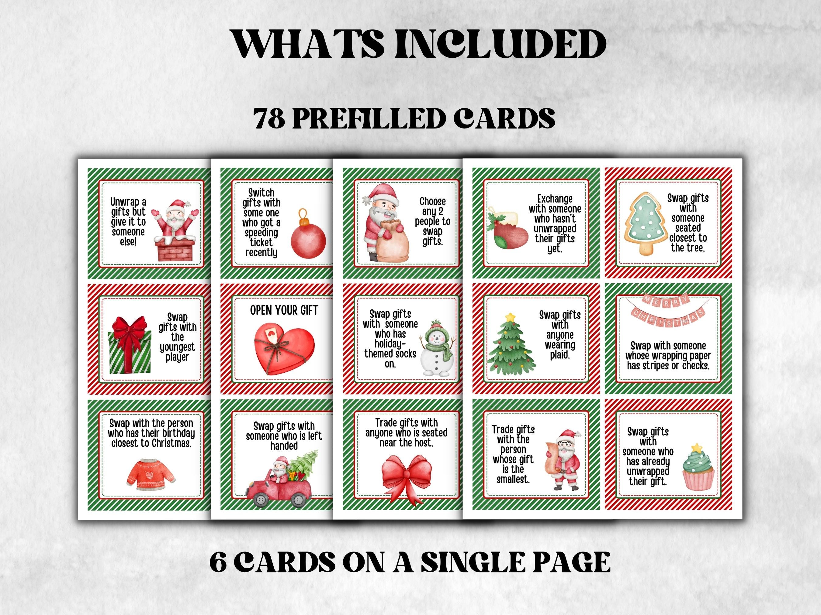 Classroom Xmas Activity, Gift exchange Game Cards, White Elephant Gift Exchange, Christmas Group Game, Holiday Swap Ideas, Office Party Game-Christmas -TheHustlingCatLady-Party Games