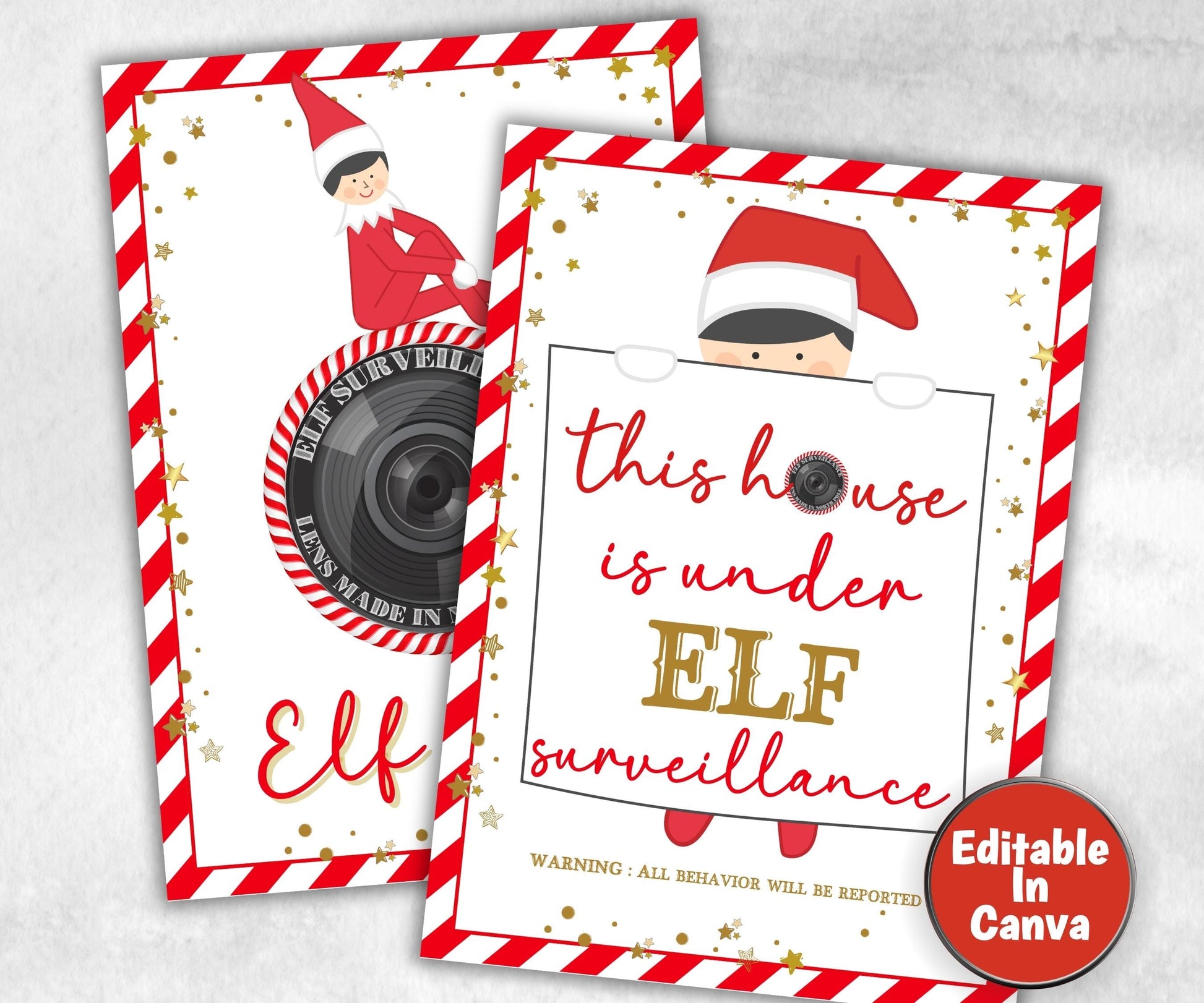 Surveillance Elf Cam, Elf Camera, Printable Elf Cam, Elf Cam Sign, Santa Cam Letter, Editable Elf Template, Christmas Printable, Elf Decor-Christmas -TheHustlingCatLady-Templates