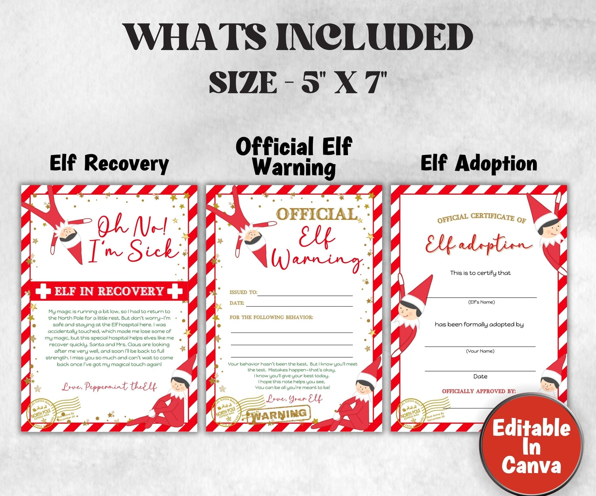 Mini Christmas Elf Cam Bundle , Elf Rules, Elf Kit, Official Elf warning, Elf Notes, Elf Calendar, Elf Report Card, Elf Adoption Certificate-Christmas -TheHustlingCatLady-Templates