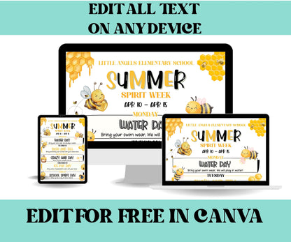 Editable Summer School Spirit Week Flyer, PTO Schedule, Summer Itinerary, Summer PTA, Editable in Canva, School Summer Newsletter, Events-Back To School -TheHustlingCatLady-Party Games