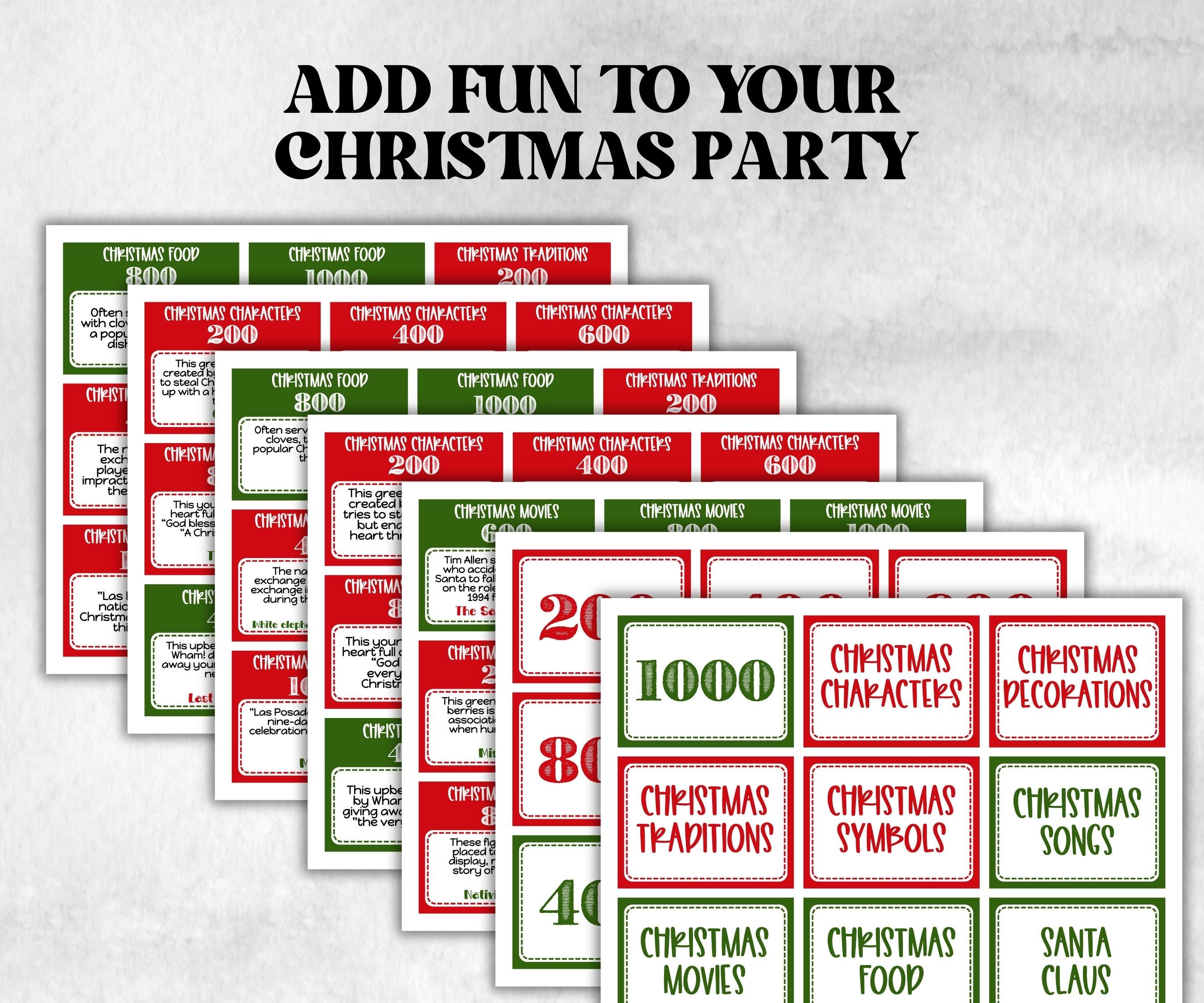 Christmas Jeoparty Game, Printable Holiday Trivia, Family Reunion Fun, Family Game Night, Coworkers Christmas, Christmas Activities for Kids-Christmas -TheHustlingCatLady-Party Games