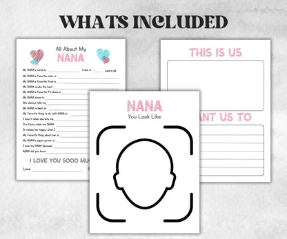 All About My Nana printed Questionnaire, Personalized Gift, Coloring Activity, Fill in the Blanks, Keepsake Printable Gift, Unique Nana Card-Mother&#39;s/Father&#39;sDay -TheHustlingCatLady-Templates