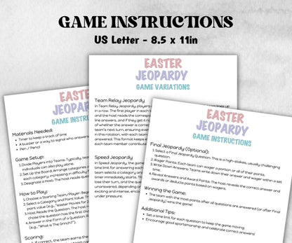 Easter Jeopardy Printable Trivia Game, Easter Family Feud, Office Icebreaker, Team Building, Interactive Holiday Game for Teens, Adults Kids-Easter -TheHustlingCatLady-Party Games