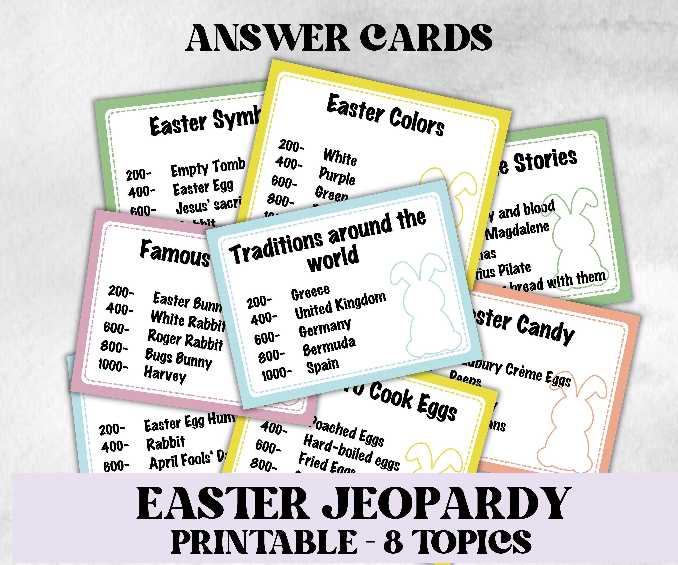 Easter Jeopardy Printable Trivia Game, Easter Family Feud, Office Icebreaker, Team Building, Interactive Holiday Game for Teens, Adults Kids-Easter -TheHustlingCatLady-Party Games