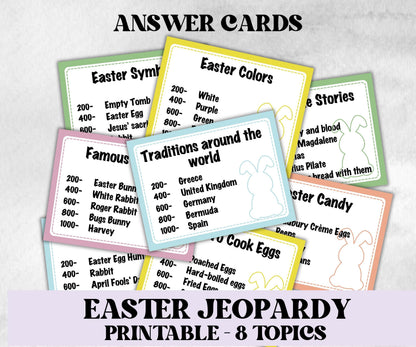 Easter Jeopardy Printable Trivia Game, Easter Family Feud, Office Icebreaker, Team Building, Interactive Holiday Game for Teens, Adults Kids-Easter -TheHustlingCatLady-Party Games