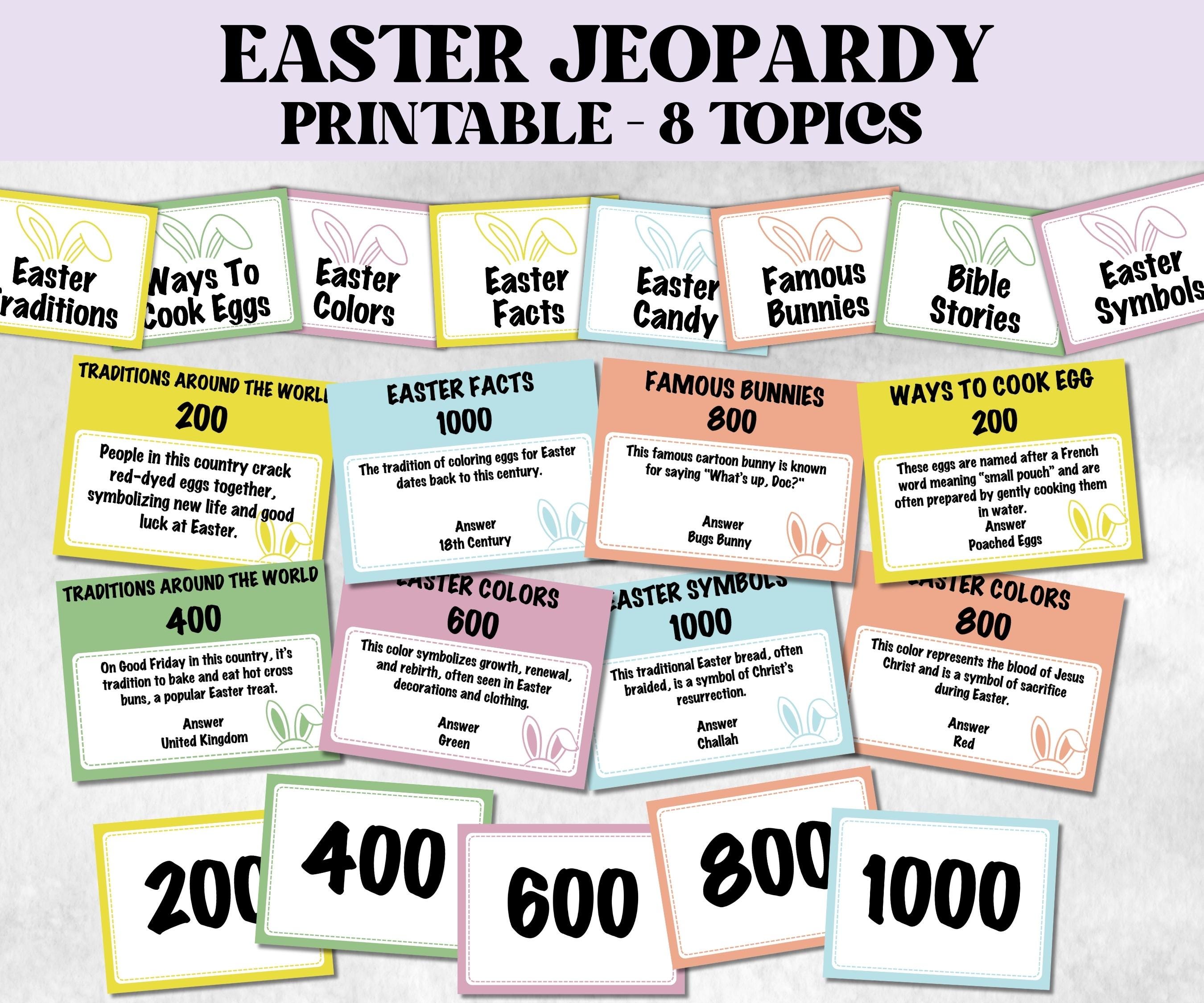 Easter Jeopardy Printable Trivia Game, Easter Family Feud, Office Icebreaker, Team Building, Interactive Holiday Game for Teens, Adults Kids-Easter -TheHustlingCatLady-Party Games