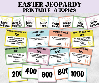 Easter Jeopardy Printable Trivia Game, Easter Family Feud, Office Icebreaker, Team Building, Interactive Holiday Game for Teens, Adults Kids-Easter -TheHustlingCatLady-Party Games