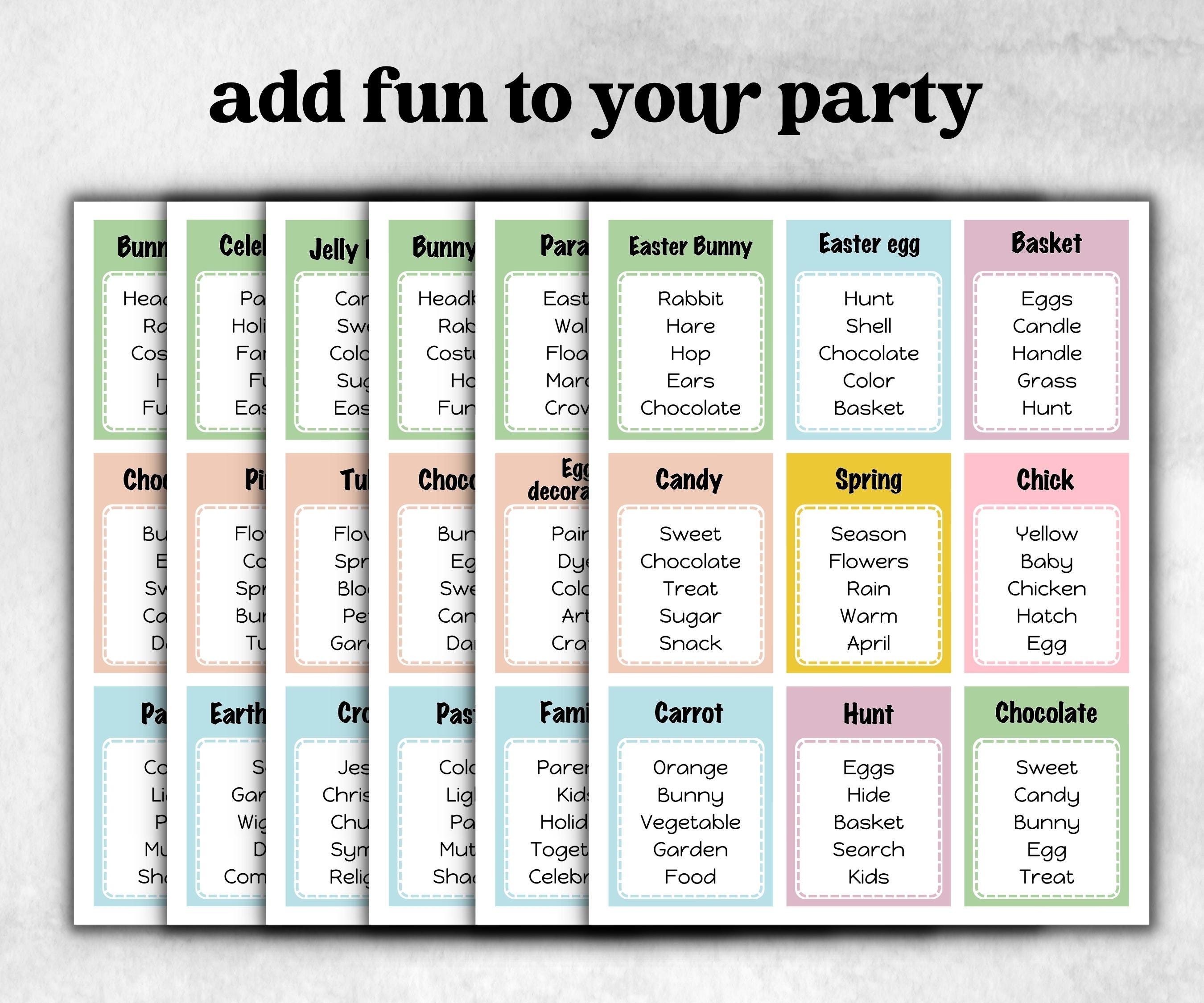 Easter Taboo Printable Game, Forbidden Words Card, Office Group Games, Team Building, Youth Church Party, Adult Fun Night, School Dinner-Easter -TheHustlingCatLady-Party Games