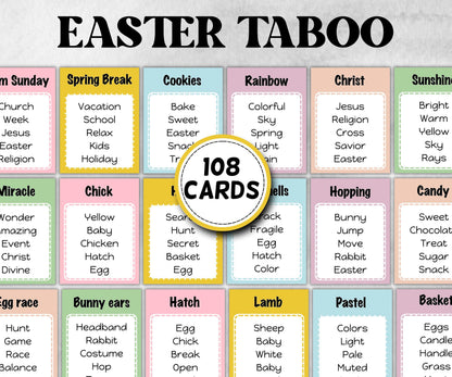 Easter Taboo Printable Game, Forbidden Words Card, Office Group Games, Team Building, Youth Church Party, Adult Fun Night, School Dinner-Easter -TheHustlingCatLady-Party Games