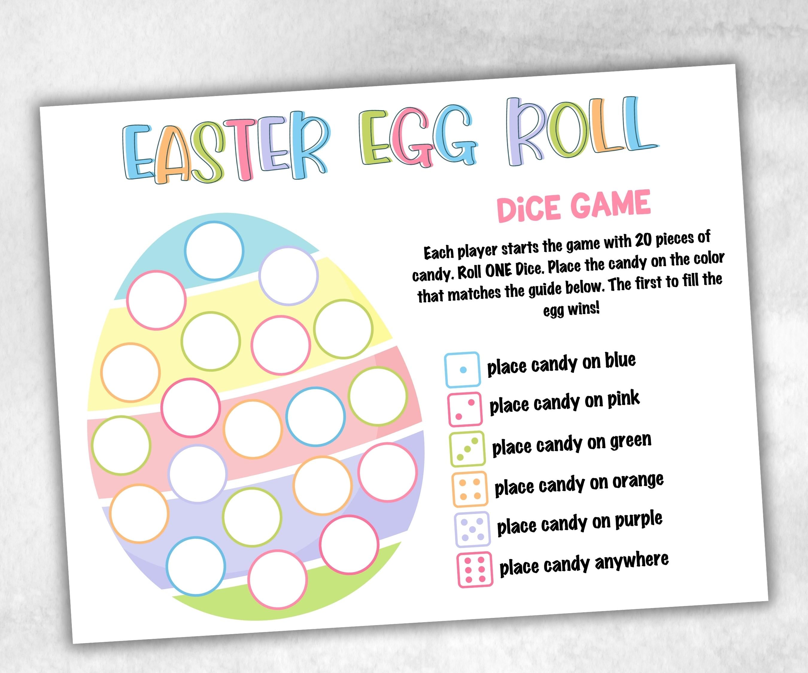 Easter Egg Roll - Easter Printable Game, Roll A Dice Activity, Fun Group Game for Kids, Teens, Classroom, Church, Preschool, and Daycare-Easter -TheHustlingCatLady-Party Games