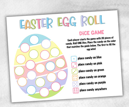 Easter Egg Roll - Easter Printable Game, Roll A Dice Activity, Fun Group Game for Kids, Teens, Classroom, Church, Preschool, and Daycare-Easter -TheHustlingCatLady-Party Games