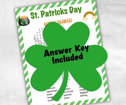 St. Patrick's Day Word Search, Fun No-Drinking Game, Office Classroom, Family Activity, Youth Group, Ladies' Reunion, Team Dinner, Printable-St.Patricks Day -TheHustlingCatLady-Party Games