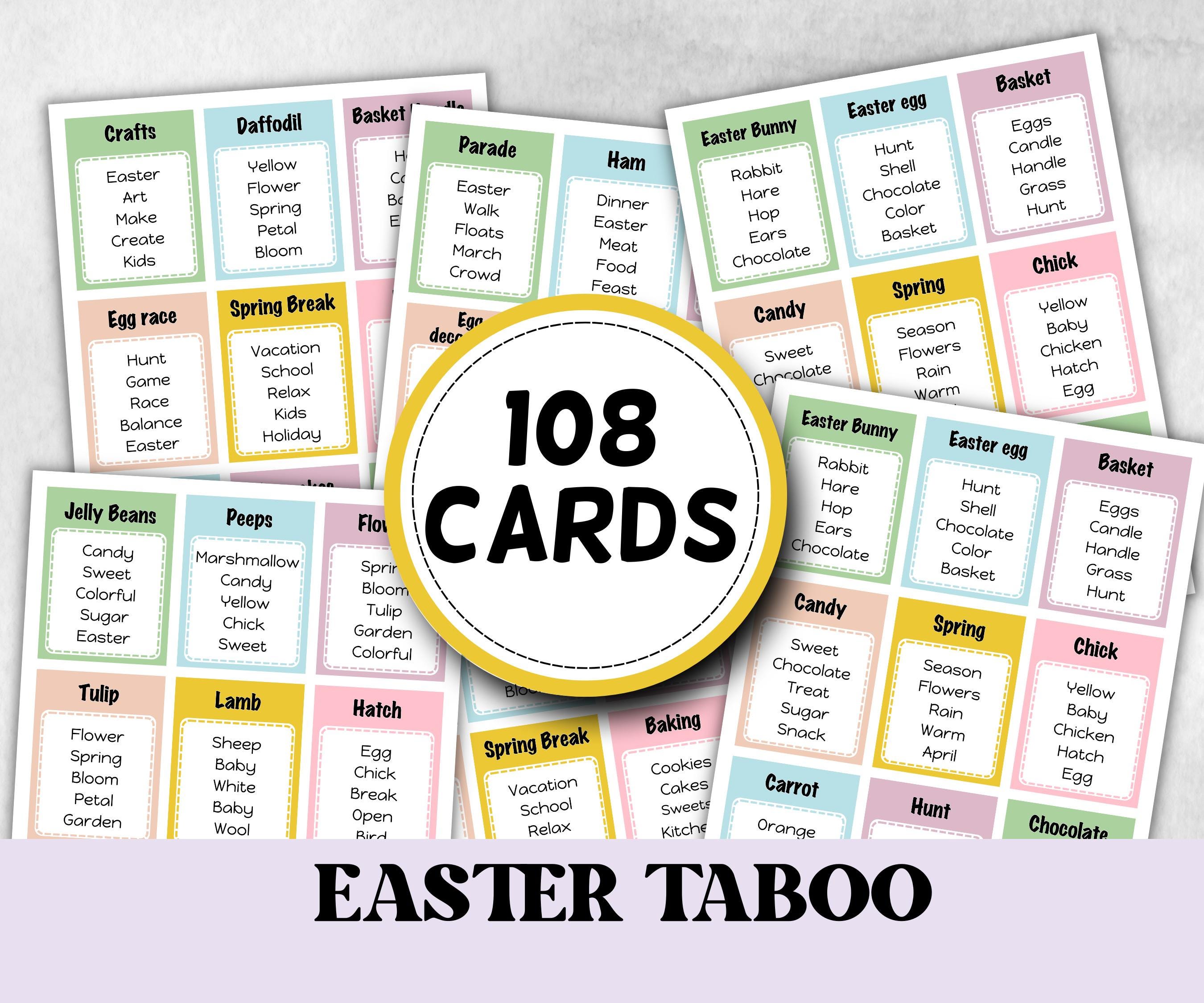 Easter Taboo Printable Game, Forbidden Words Card, Office Group Games, Team Building, Youth Church Party, Adult Fun Night, School Dinner-Easter -TheHustlingCatLady-Party Games
