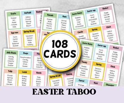Easter Taboo Printable Game, Forbidden Words Card, Office Group Games, Team Building, Youth Church Party, Adult Fun Night, School Dinner-Easter -TheHustlingCatLady-Party Games