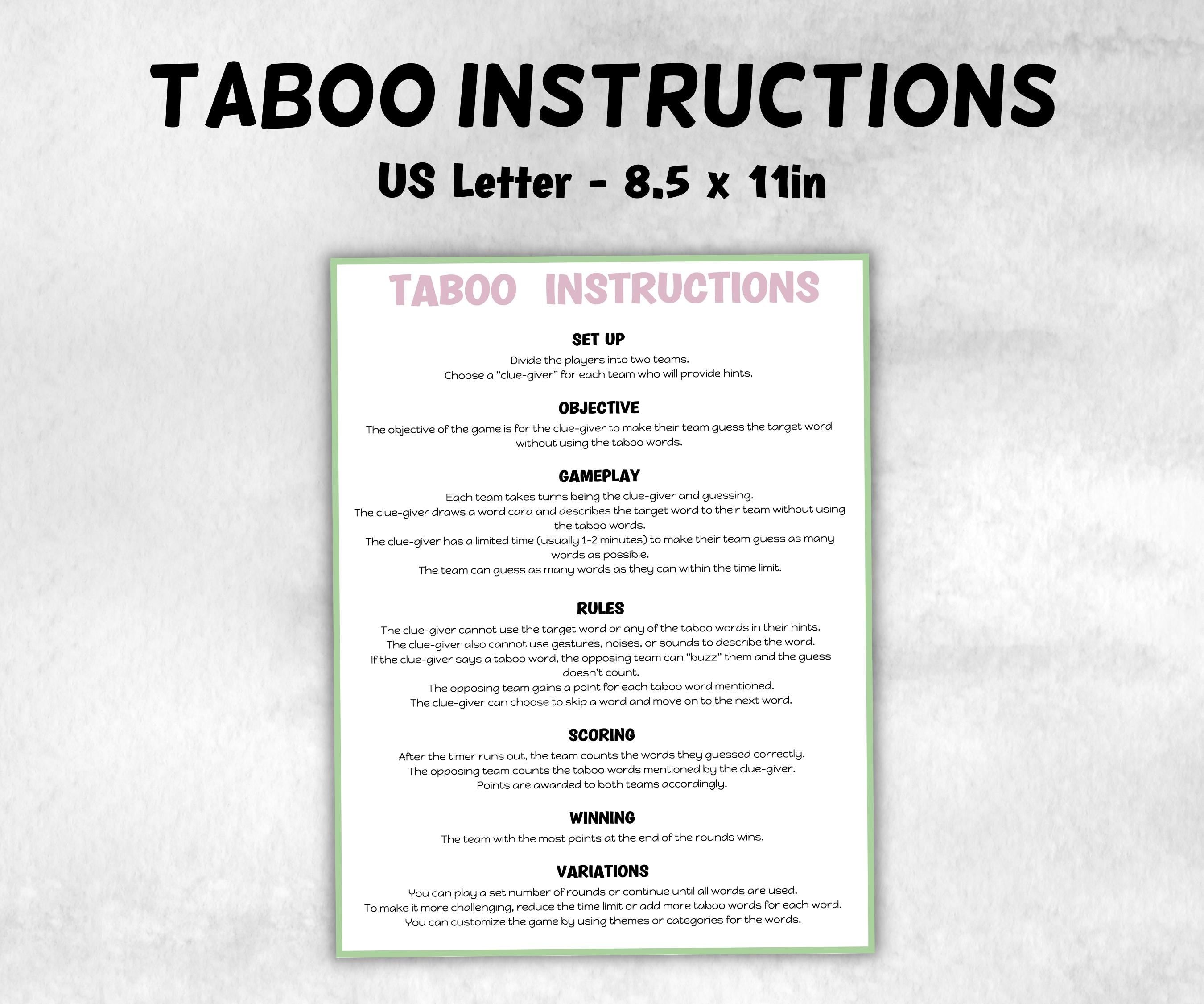 Easter Taboo Printable Game, Forbidden Words Card, Office Group Games, Team Building, Youth Church Party, Adult Fun Night, School Dinner-Easter -TheHustlingCatLady-Party Games