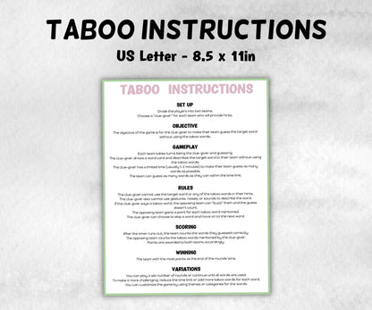 Easter Taboo Printable Game, Forbidden Words Card, Office Group Games, Team Building, Youth Church Party, Adult Fun Night, School Dinner-Easter -TheHustlingCatLady-Party Games
