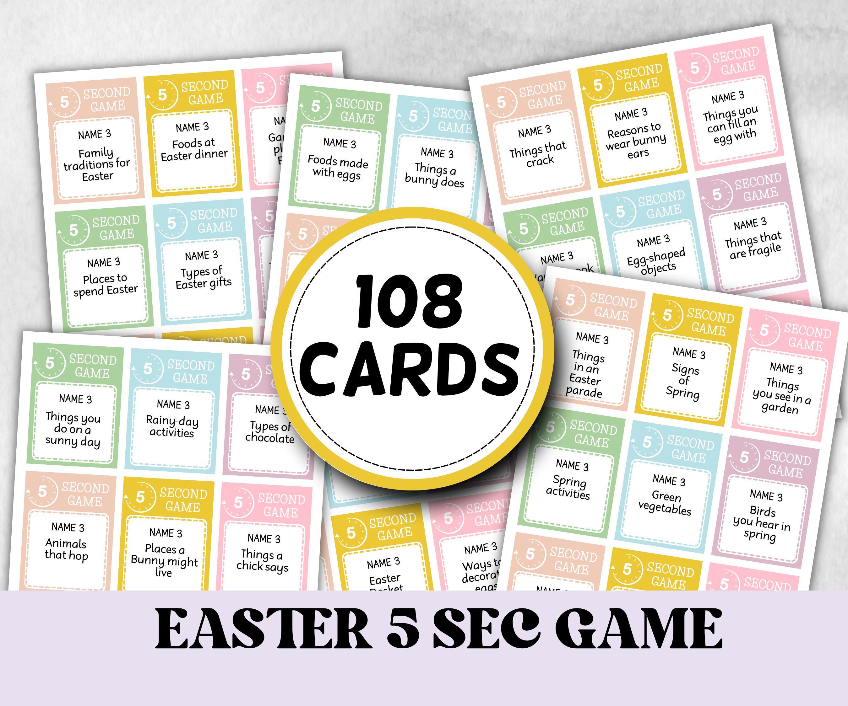 Easter 5-Second Game, Easter Brunch Ideas, Office Group Games, Teen Icebreaker, Classroom Activity, Printable Easter Game for Adults and Kid-Easter -TheHustlingCatLady-Party Games