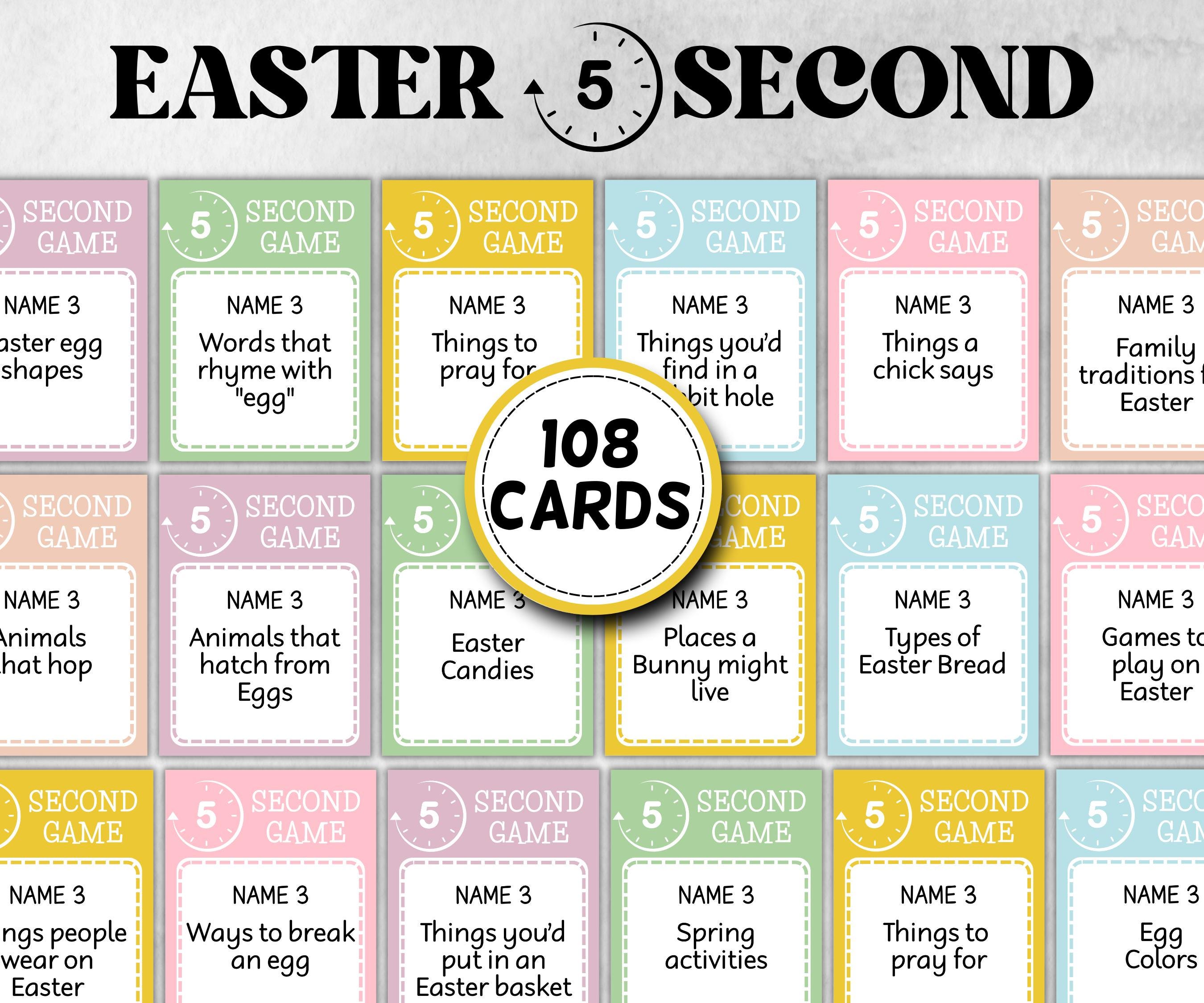 Easter 5-Second Game, Easter Brunch Ideas, Office Group Games, Teen Icebreaker, Classroom Activity, Printable Easter Game for Adults and Kid-Easter -TheHustlingCatLady-Party Games