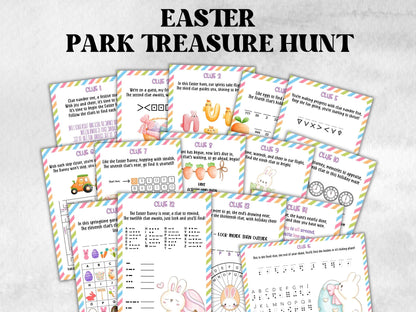 Easter Park Treasure Hunt Printable, Easter Bunny Letter, Riddles, Egg Hunt Clue Cards, Teen Outdoor Scavenger, Family Sunday Easter Party-Easter -TheHustlingCatLady-Party Games