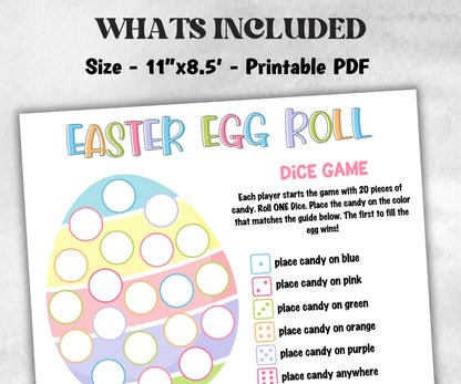 Easter Egg Roll - Easter Printable Game, Roll A Dice Activity, Fun Group Game for Kids, Teens, Classroom, Church, Preschool, and Daycare-Easter -TheHustlingCatLady-Party Games