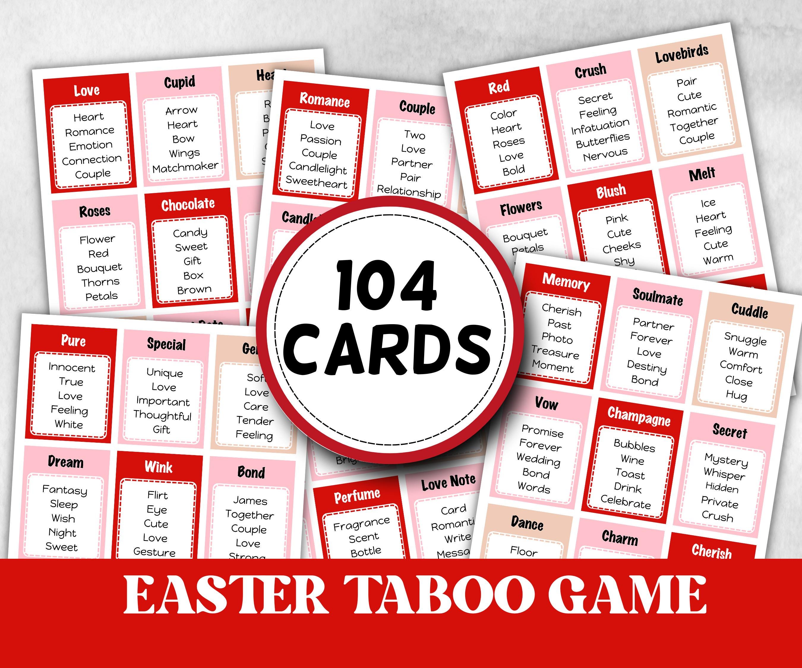 Printable Valentine’s Day Taboo games & activities for couples, families, friends, and coworkers. Fun icebreakers, Taboo date night cards-Valentine&#39;s Day -TheHustlingCatLady-Party Games