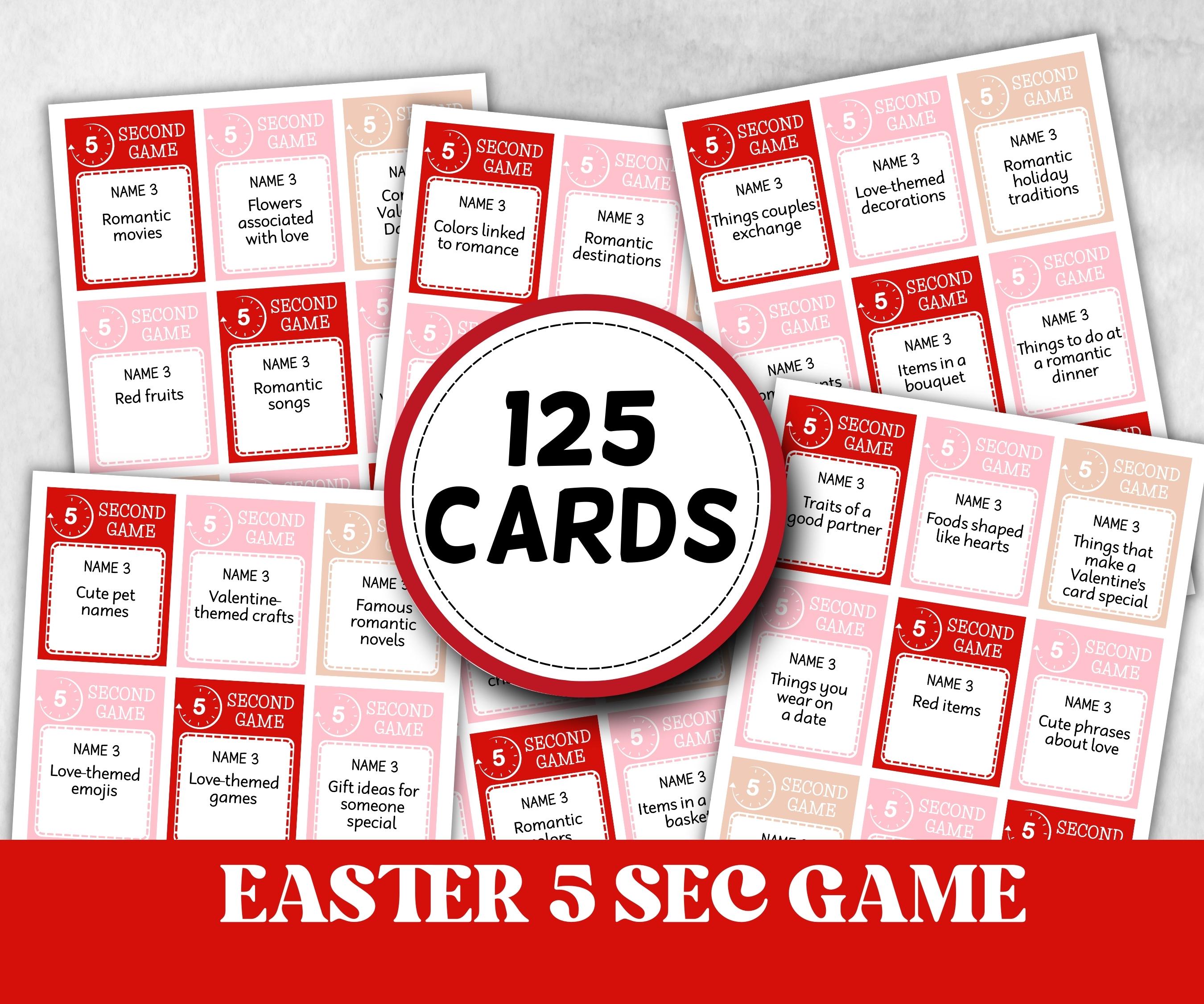 Valentine’s 5 Second Game, Printable Icebreaker, Fun for Couples, Friends, Families, Work Parties, Anniversary, and Date Night Activities-Valentine&#39;s Day -TheHustlingCatLady-Party Games