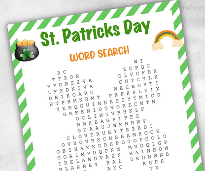 St. Patrick's Day Word Search, Fun No-Drinking Game, Office Classroom, Family Activity, Youth Group, Ladies' Reunion, Team Dinner, Printable-St.Patricks Day -TheHustlingCatLady-Party Games